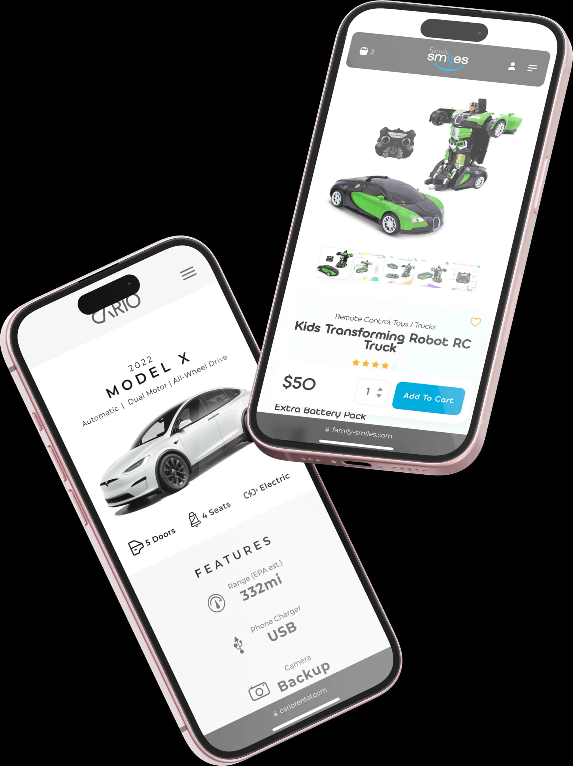 Phone interface mockups