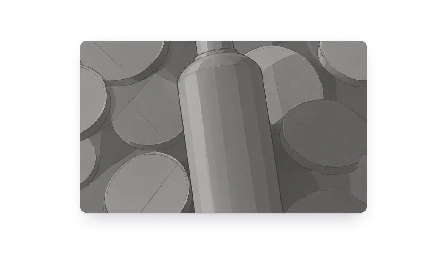The reference sketch for a rum bottle shot: the bottle lying in a drift of award tokens
