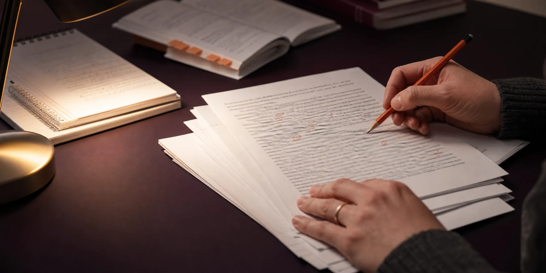 Professional editor reviewing and refining written content