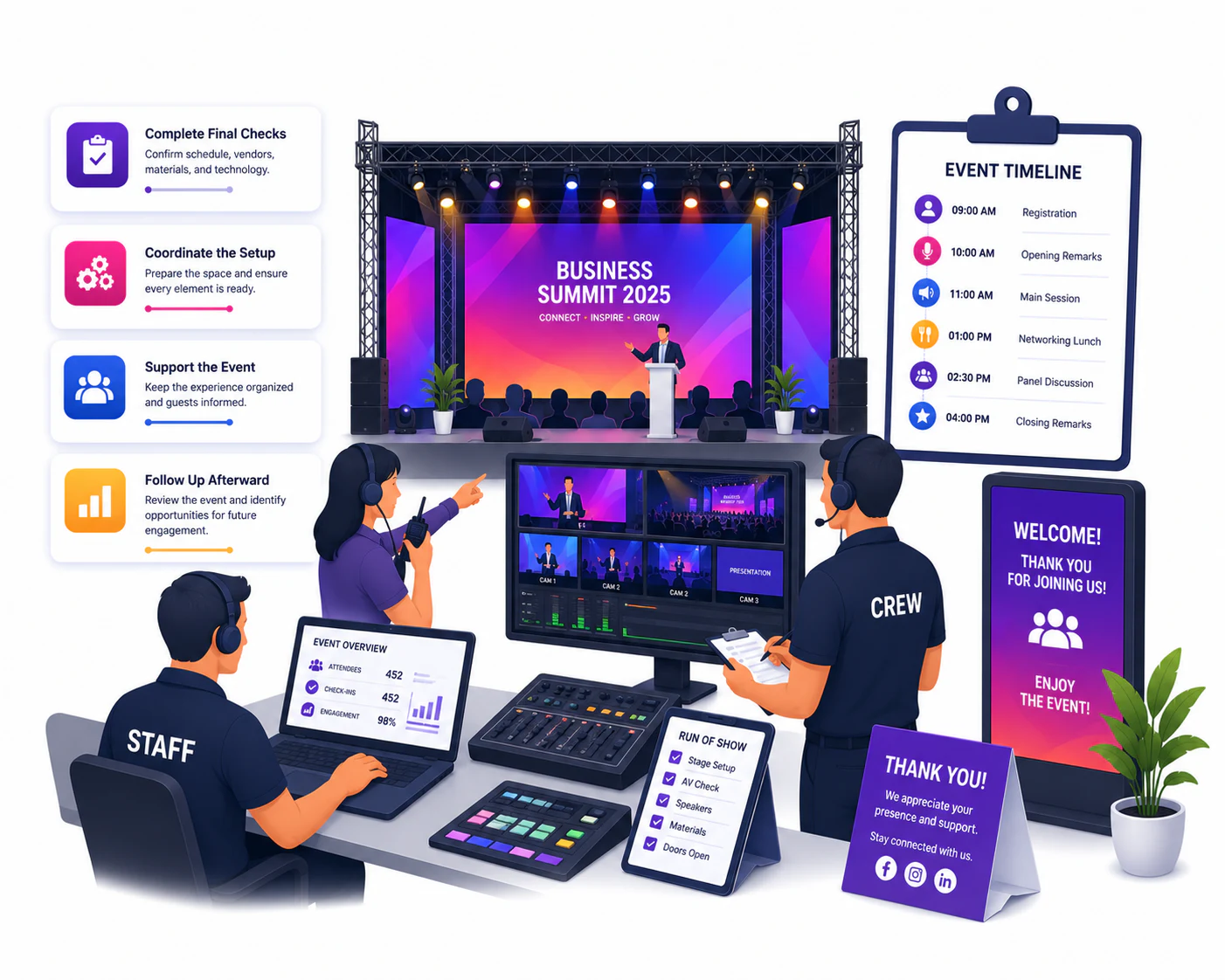 Live event delivery and production illustration