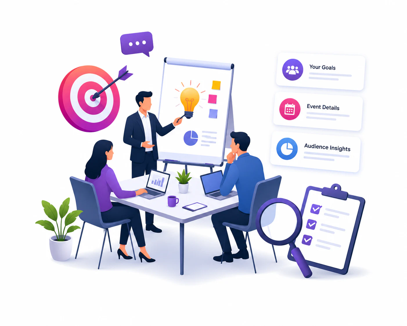 Event vision discovery and goals planning illustration